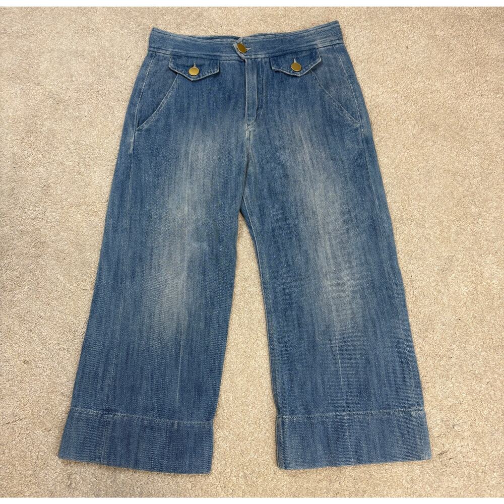 Isabel Marant Etoile Wide-Leg Crop Jeans Button Flap Pockets Size 36 US S/4